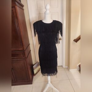 Elegant Black Fringe Dress